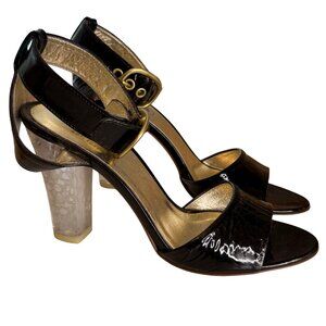 COACH Vintage Brandley’ Soft Point Lucite Monogrammed Buckle Heels - SIze 6.5